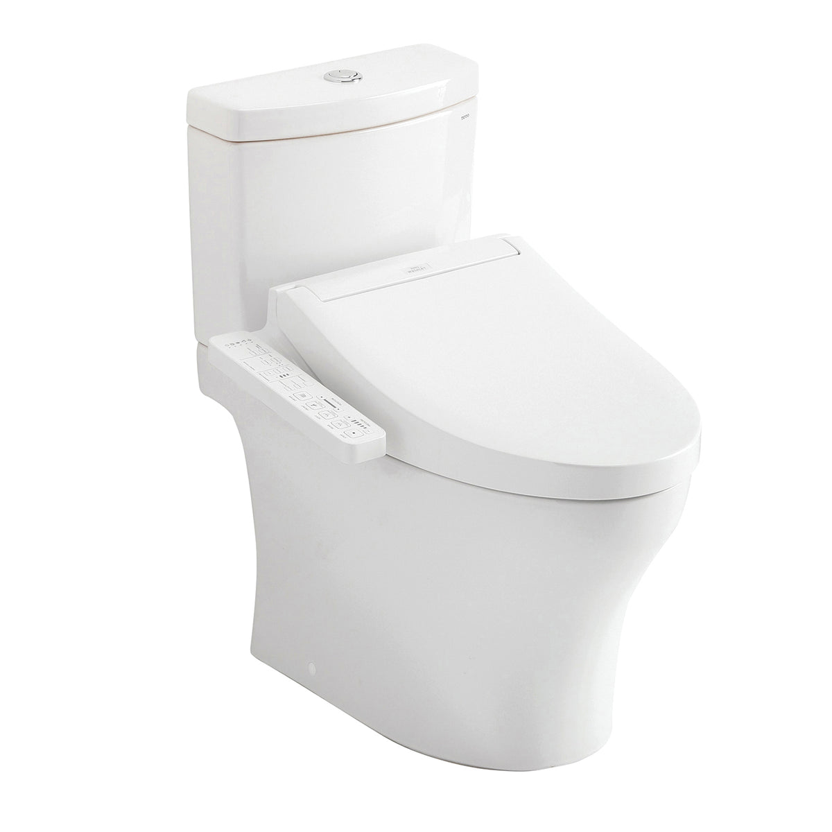 Toto® MW4463074CEMFG#01 Center Universal Height 2-Piece Toilet With CEFIONTECT™ Ceramic Glaze, T40 Washlet®+ Aquia® IV, Elongated Bowl, 16-1/8 in H Rim, 12 in Rough-In, 0.8/1.28 gpf, Cotton White, Import