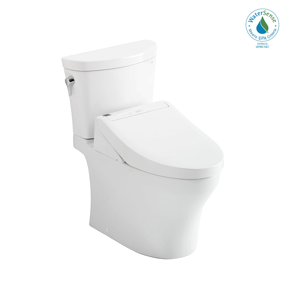 Toto® MW4483084CUMFG#01 Left Universal Height 2-Piece Toilet With CEFIONTECT™ Ceramic Glaze, Washlet®+ Aquia® IV 1G®, Elongated Bowl, 16-1/8 in H Rim, 12 in Rough-In, 0.8/1 gpf, Cotton White, Import