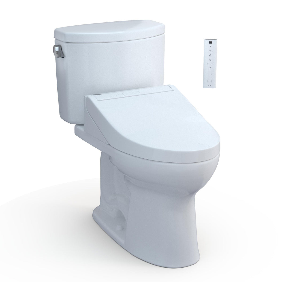 Toto® MW4543084CEFG#01 Left Universal Height 2-Piece Toilet With CEFIONTECT™ Ceramic Glaze, T40 Washlet®+ Drake® II, Elongated Bowl, 16-1/8 in H Rim, 12 in Rough-In, 1.28 gpf, Cotton White, Import
