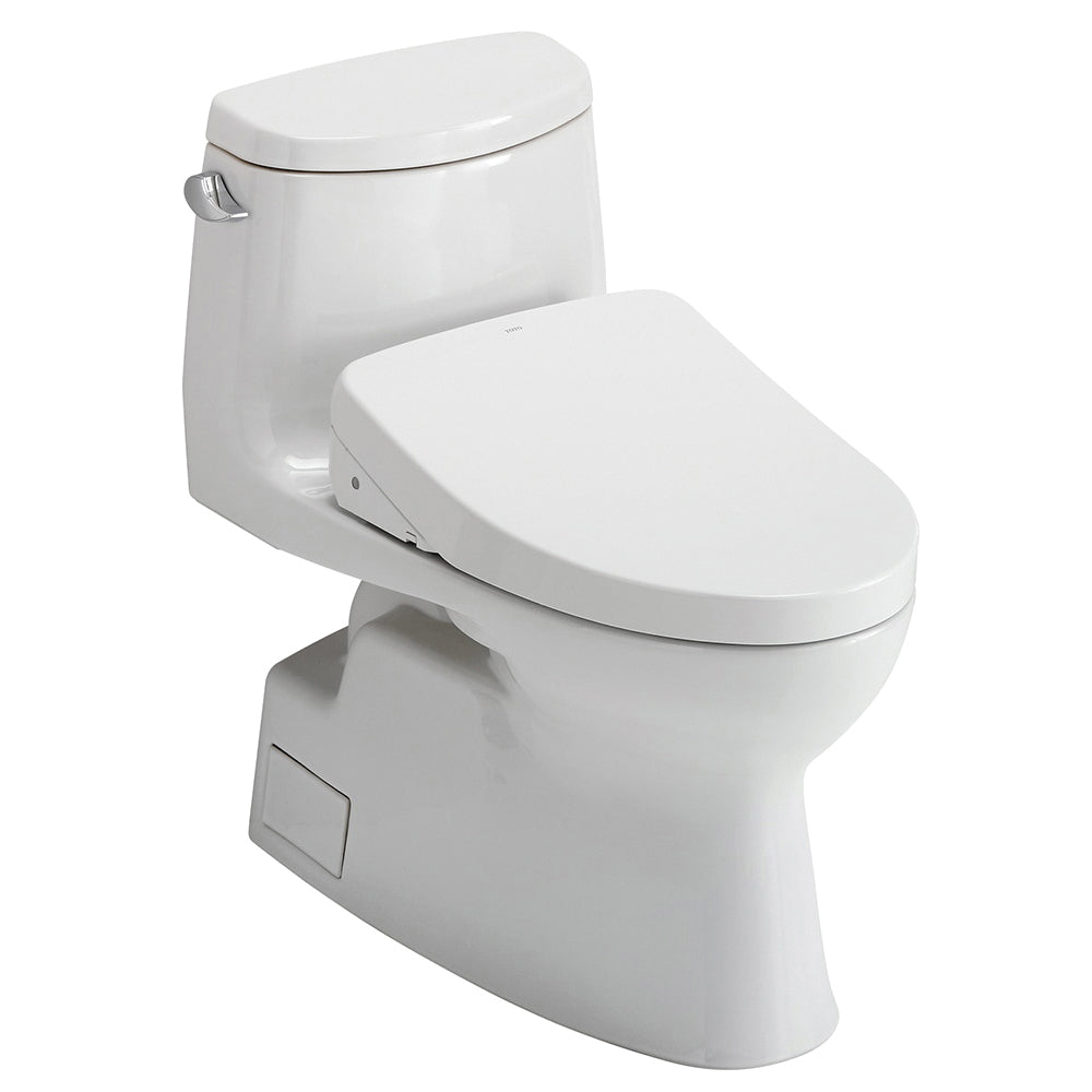 Toto® MW6143056CEFGA#01 Universal Height 1-Piece Toilet With CEFIONTECT™ Ceramic Glaze, T40 Washlet®+ Carlyle® II, Elongated Bowl, 16-1/8 in H Rim, 12 in Rough-In, 1.28 gpf, Cotton White, Import