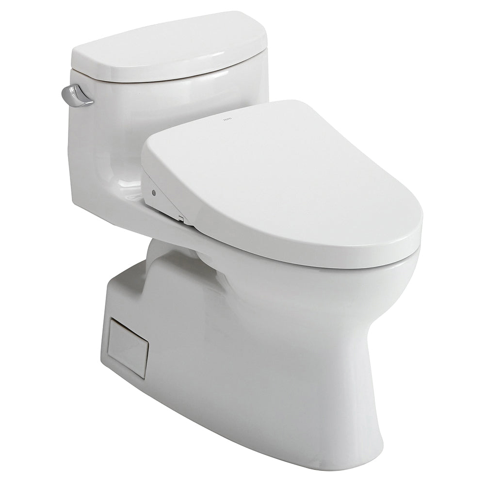 Toto® MW6443046CEFG#01 Universal Height 1-Piece Toilet With CEFIONTECT™ Ceramic Glaze, T40 Washlet®+ Carolina® II, Elongated Bowl, 16-1/8 in H Rim, 12 in Rough-In, 1.28 gpf, Cotton White, Import