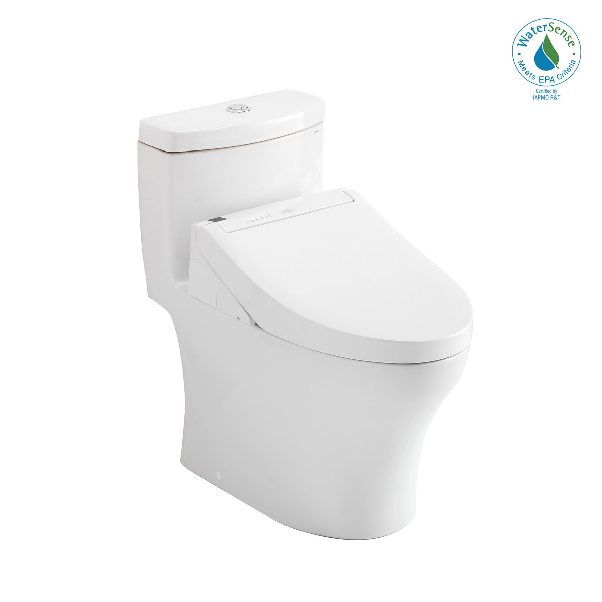 Toto® MW6463084CUMFG#01 Center Universal Height 1-Piece Toilet With CEFIONTECT™ Ceramic Glaze, T40 Washlet®+ Aquia® IV 1G®, Elongated Bowl, 16-1/8 in H Rim, 12 in Rough-In, 0.8/1 gpf, Cotton White, Import