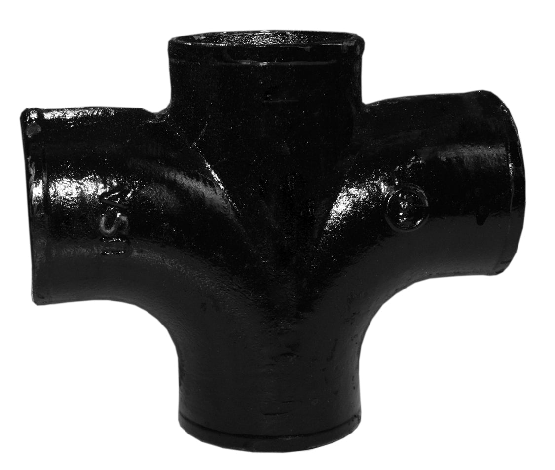 4 x 4 x 3 x 3" Sanitary Cross - Cast Iron - No-Hub