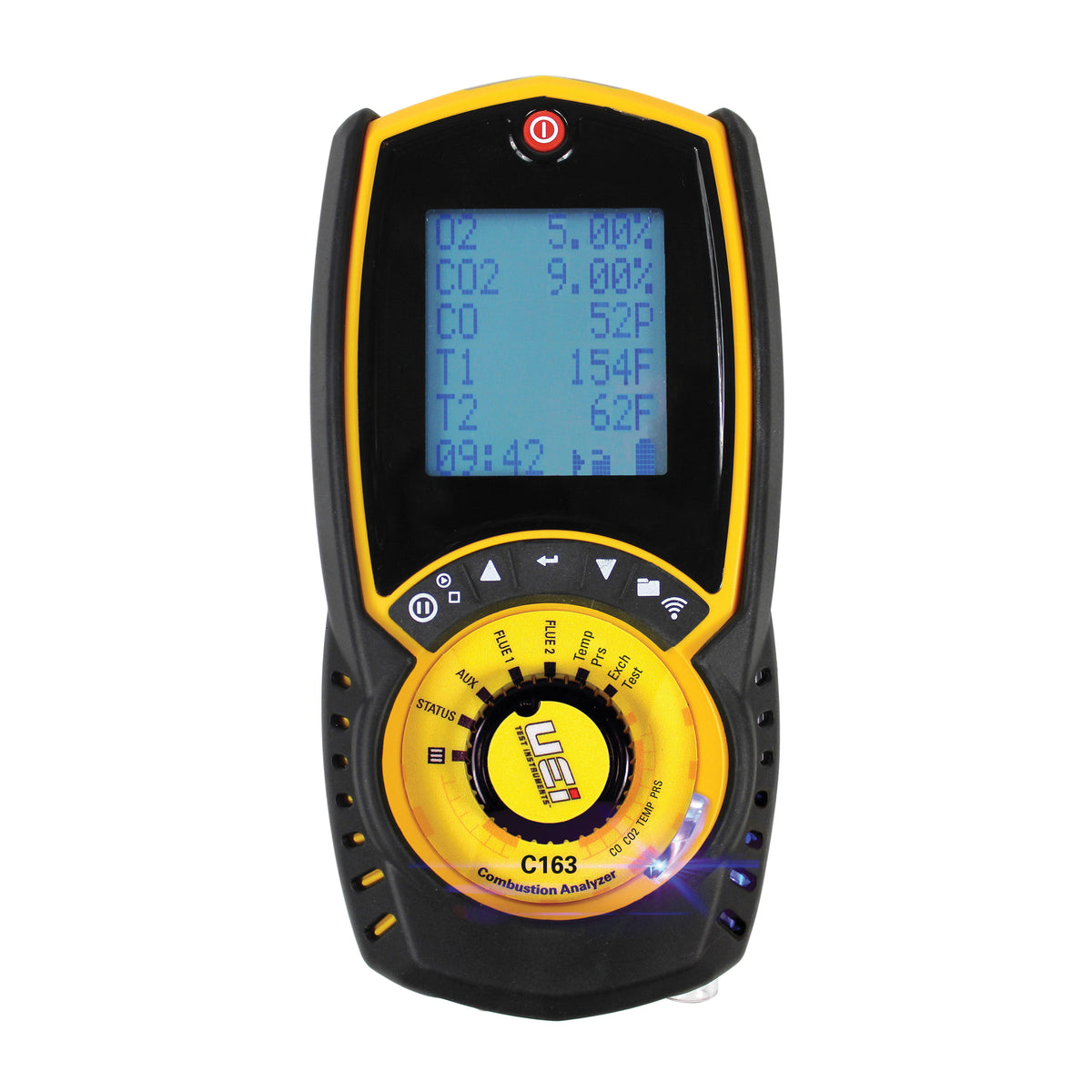 UEi Test Instruments™ C163 C160 Series Residential Flue Gas Combustion Analyzer With Heat Exchanger Test, Pellets/Light Oil/LPG/Propane/Natural Gas/Bio Oil and Heavy Oil Fuel, 0 to 21 % Oxygen Concentration, 0 to 20 % Carbon Dioxide Concentration