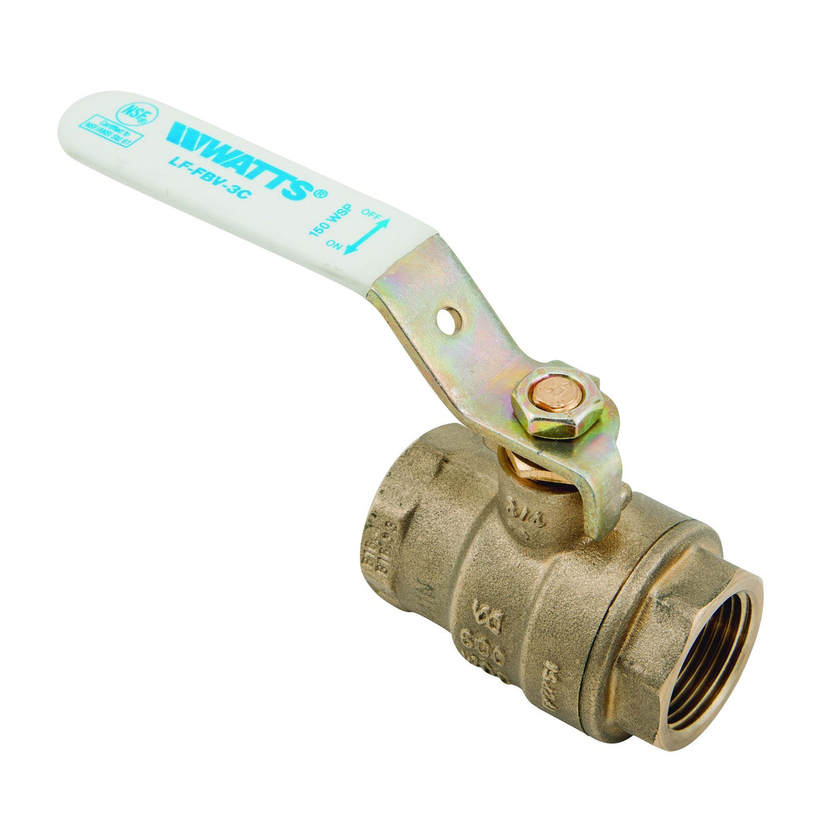 WATTS® 88005598 LFFBV-3C-M1 2-Piece Ball Valve, 3/8 in Nominal, FNPT End Style, Copper Silicon Alloy Body, Full Port, FKM/PTFE Softgoods, Import