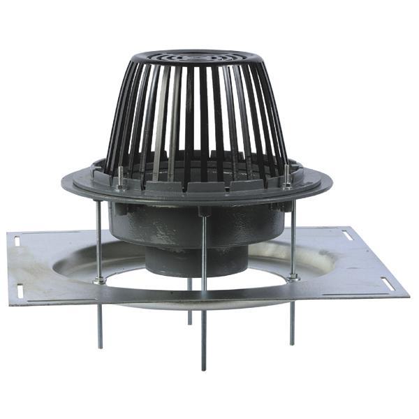 WATTS® RD-303-F High Volume Roof Drain With 23 in Deck Flange/Adjustable Extension, 3 in Outlet, No-Hub Connection, Cast Iron Drain, Import