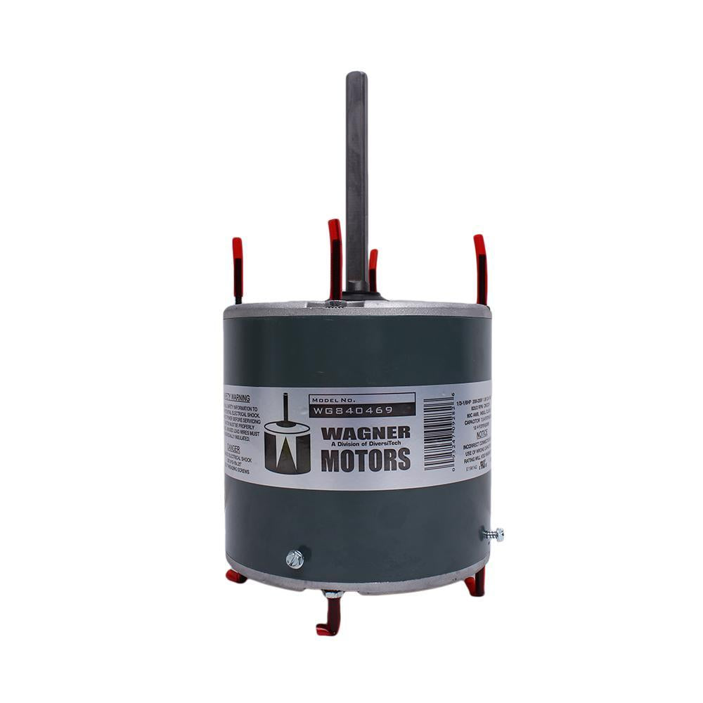Wagner by Diversitech WG840469 Multi-Horsepower Direct Drive Furnace Blower Motor, Totally Enclosed Enclosure, 1/3, 1/4, 1/5, 1/6 hp, 208/230 V AC, 60 Hz, 1 Phase, 48 Frame, 825 rpm Speed, Belly Band/Shaft Up/Down Mounting