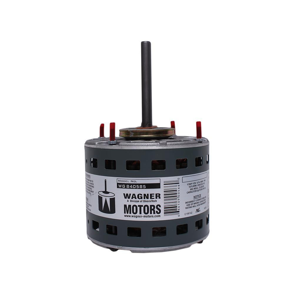 Wagner by Diversitech WG840585 Direct Drive Furnace Blower Motor, OAO Enclosure, 1/3 hp, 115 V AC, 60 Hz, 1 ph, 48 Frame, 1075 rpm Speed, Belly Band/Shaft Up/Down Mount
