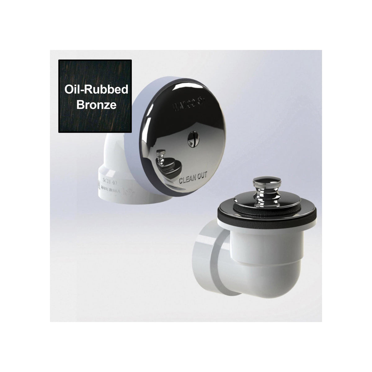 Watco® 601-LT-PVC-BZ Bath Waste Half Kit With Oil Rubbed Bronze Lift and Turn Stopper, PVC, Domestic