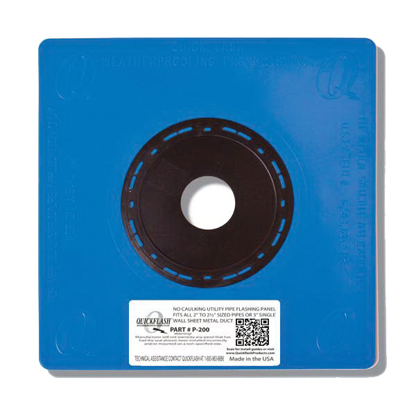 Quickflash® P-200 Flashing Panel, For Use With 2 to 2-1/2 in Sized Copper, Rigid, PVC and ABS Pipes and 3 in Single Wall Sheet Metal Duct, Domestic