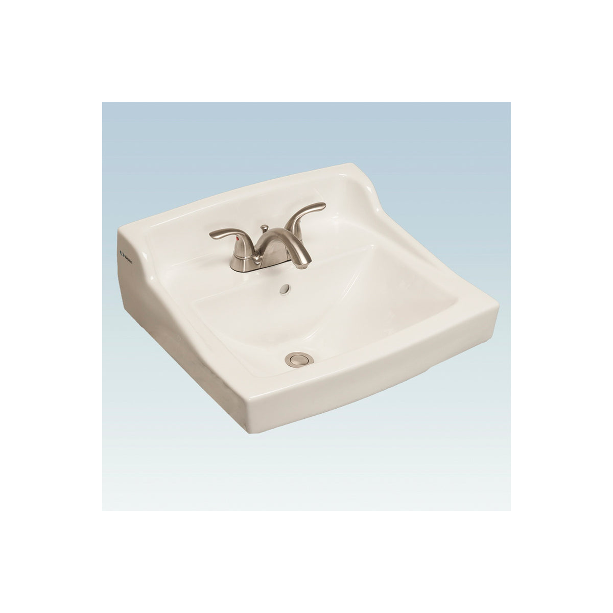 Western Pottery L400 L400 Lavatory Sink, Rectangle Shape, 4 in Faucet Hole Spacing, 20-1/2 in W x 18-3/4 in D x 34 in H, Wall Mounting, Vitreous China, White