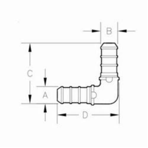 Zurn® ZURN PEX® QickSert CR™ QQPE33X 90 deg Hose Elbow, 1/2 in Nominal, PEX Barb End Style, Polymer, Import