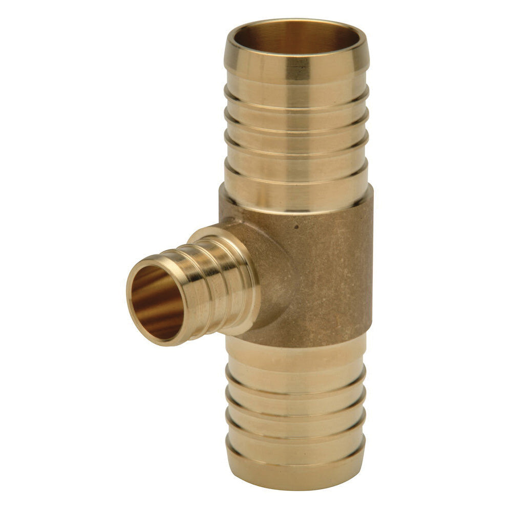 Zurn® Zurn PEX® QQT663GX Crimp Tee, 1-1/4 x 1-1/4 x 1/2 in Nominal, Barb End Style, 160 psi Pressure, Brass
