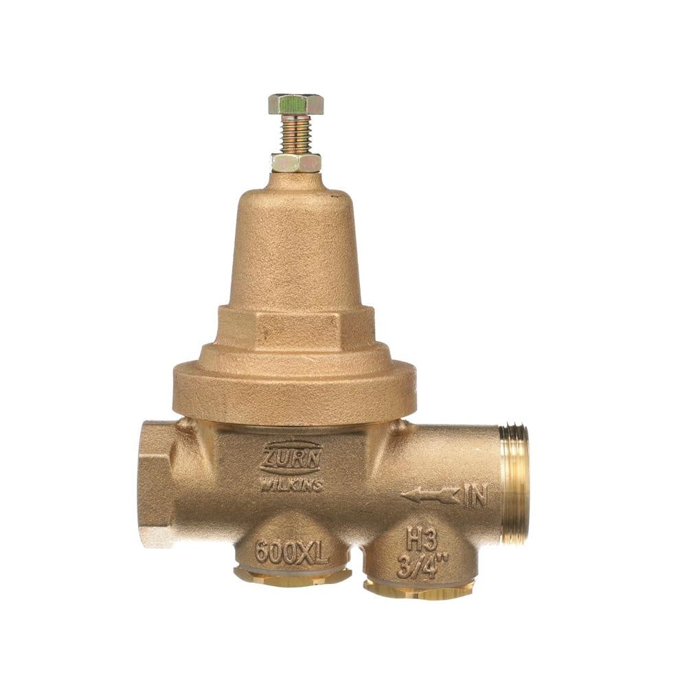 Zurn® Wilkins 34-600XLHR Pressure Reducing Valve With Integral By-pass Check Valve and Strainer, 3/4 in, FNPT Union x FNPT, 300 psi, Cast Bronze Body