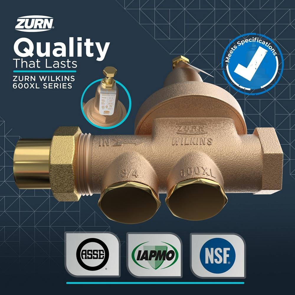 600XL - 1/2" Pressure Reducing Valve - Cast Bronze