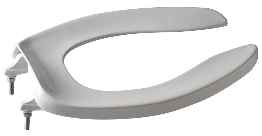 Zurn® Z5955SS-EL Heavy Duty Toilet Seat, Elongated Bowl, Open Front, Polished/Standard White, Self-Sustaining Self-Sustaining Check Hinge