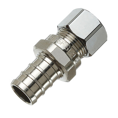 1/2 x 3/8" Straight Adapter - Brass - PEX x C Compression