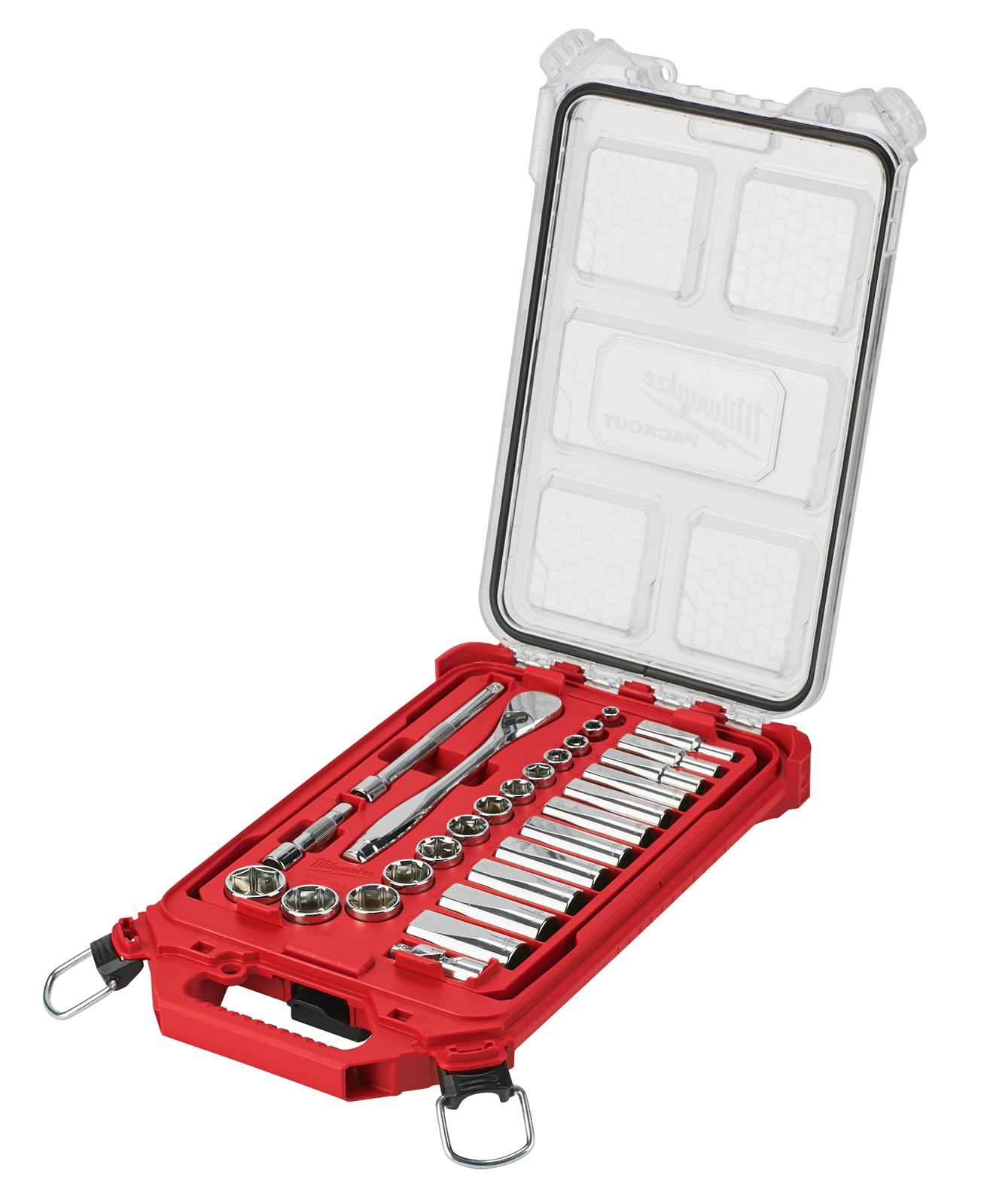 3/8” Drive 28pc Ratchet & Socket Set with PACKOUT™ Low-Profile Compact Organizer - SAE
