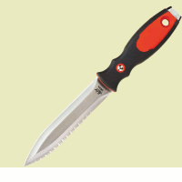 CUSHION-GRIPPED KNIFE SERRATED