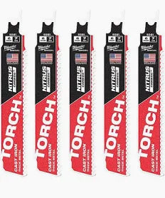 6" 8 TPI TORCH™ with NITRUS™ Carbide SAWZALL® Blade for Cast Iron (5 PK)