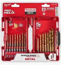 25PC SHOCKWAVE™ Impact Duty RED HELIX™ Titanium Metric Drill Bit Set