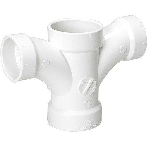 Charlotte Pipe 2" PVC DWV 90-Degree Double Sanitary Tee
