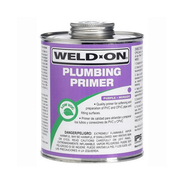 Weld-On Plumbing PVC/CPVC Primer - Fast Acting and Low VOC, Purple, 1 Quart (32 fl oz)