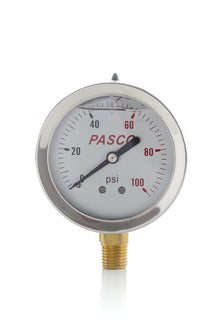 SS PRESS GUAGE 100PSI LIQ FILL