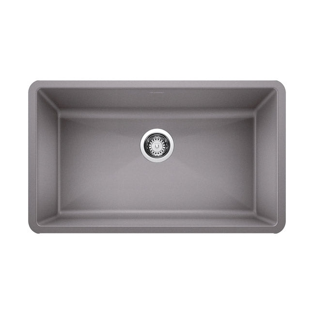Metallic Gray PRECIS SILGRANIT Super Single Undermount Kitchen Sink, 32" X 19"