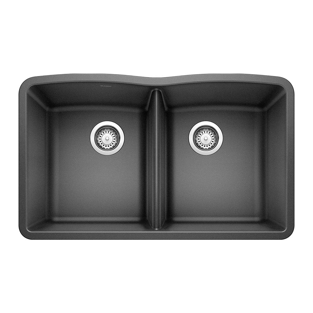 Diamond 32" x 19" Double Bowl Silgranit Undermount Kitchen Sink Anthracite