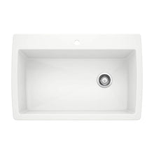 White DIAMOND SILGRANIT Super Single Drop-In or Undermount Kitchen Sink, 33.5" X 22"