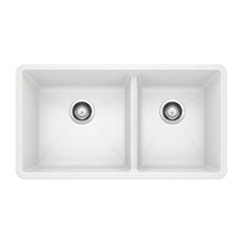 Precis Silgranit 60/40 Double Bowl Undermount Kitchen Sink, 33", White