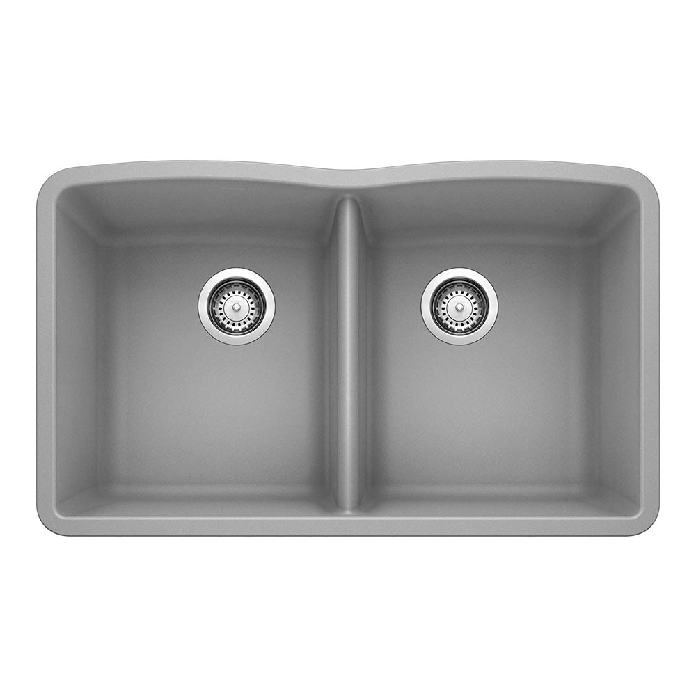 Diamond Silgranit 50/50 Double Bowl Undermount Kitchen Sink, 32", Truffle