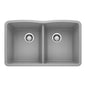 Diamond Silgranit 50/50 Double Bowl Undermount Kitchen Sink, 32", Truffle
