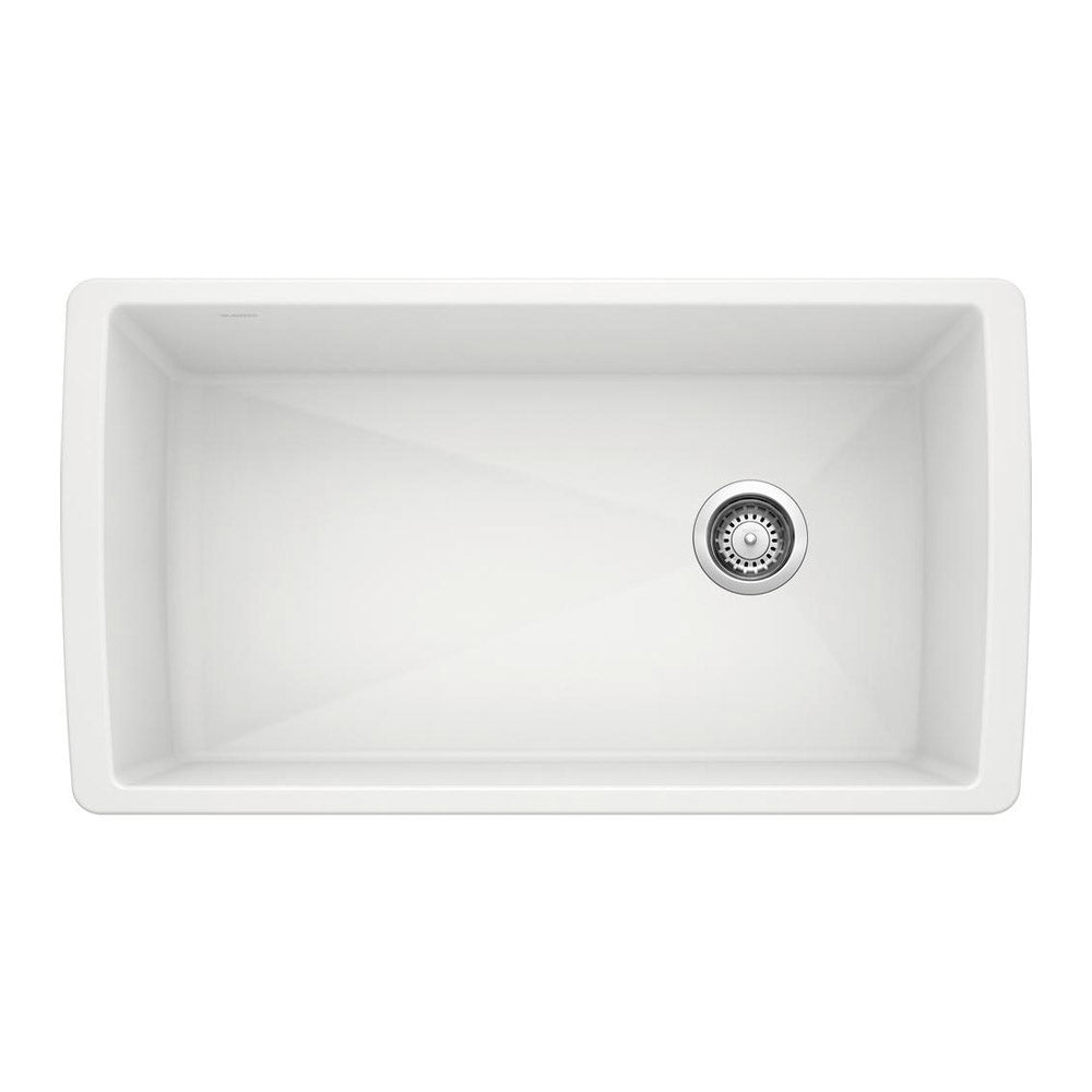 White 441767 DIAMOND SILGRANIT Single Undermount Kitchen Sink, 33.5" X 18.5"