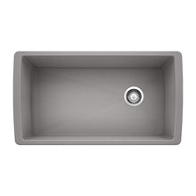 Bowl Diamond Silgranit Single Undermount Kitchen Sink, 33.5" L X 18.5" W X 9.5" D, Metallic Gray