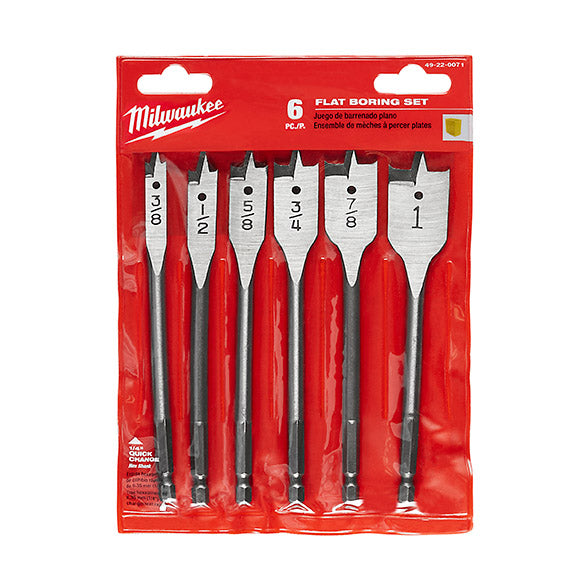 (6)FLAT BORING BIT 6" SET 6PC