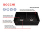 BOCCHI 1139-004-0120 Classico Traditional Kitchen Sink, Rectangle Shape, 10 in H x 18 in W x 33 in L, Fireclay, Matte Black, Import