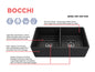 BOCCHI 1139-020-0120 Classico Traditional Kitchen Sink, Rectangle Shape, 10 in H x 18 in W x 33 in L, Fireclay, Matte Dark Gray, Import
