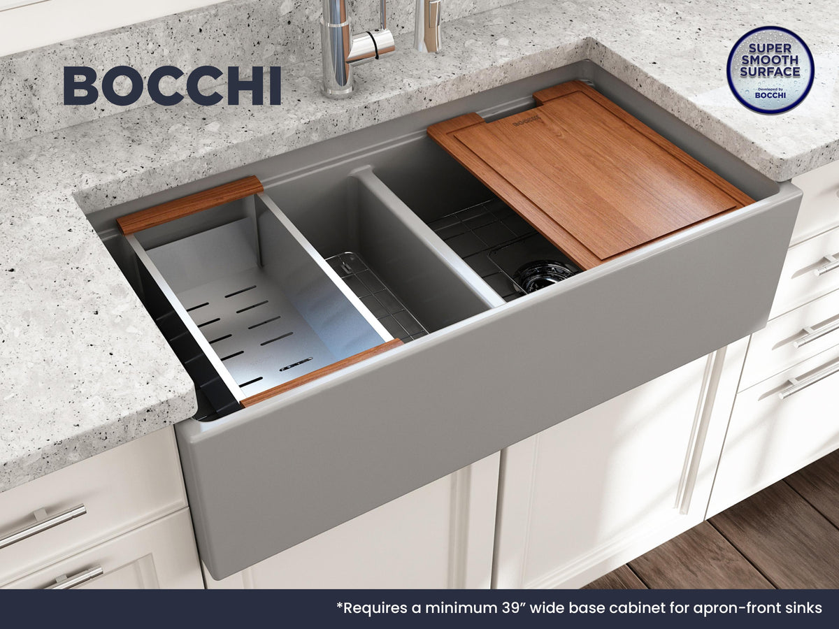 Contempo Step Rim - 10" Kitchen Sink - Matte Gray - Fireclay