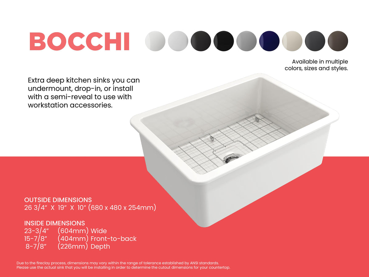 Sotto - 10" Modern Kitchen Sink - Dual - Fireclay