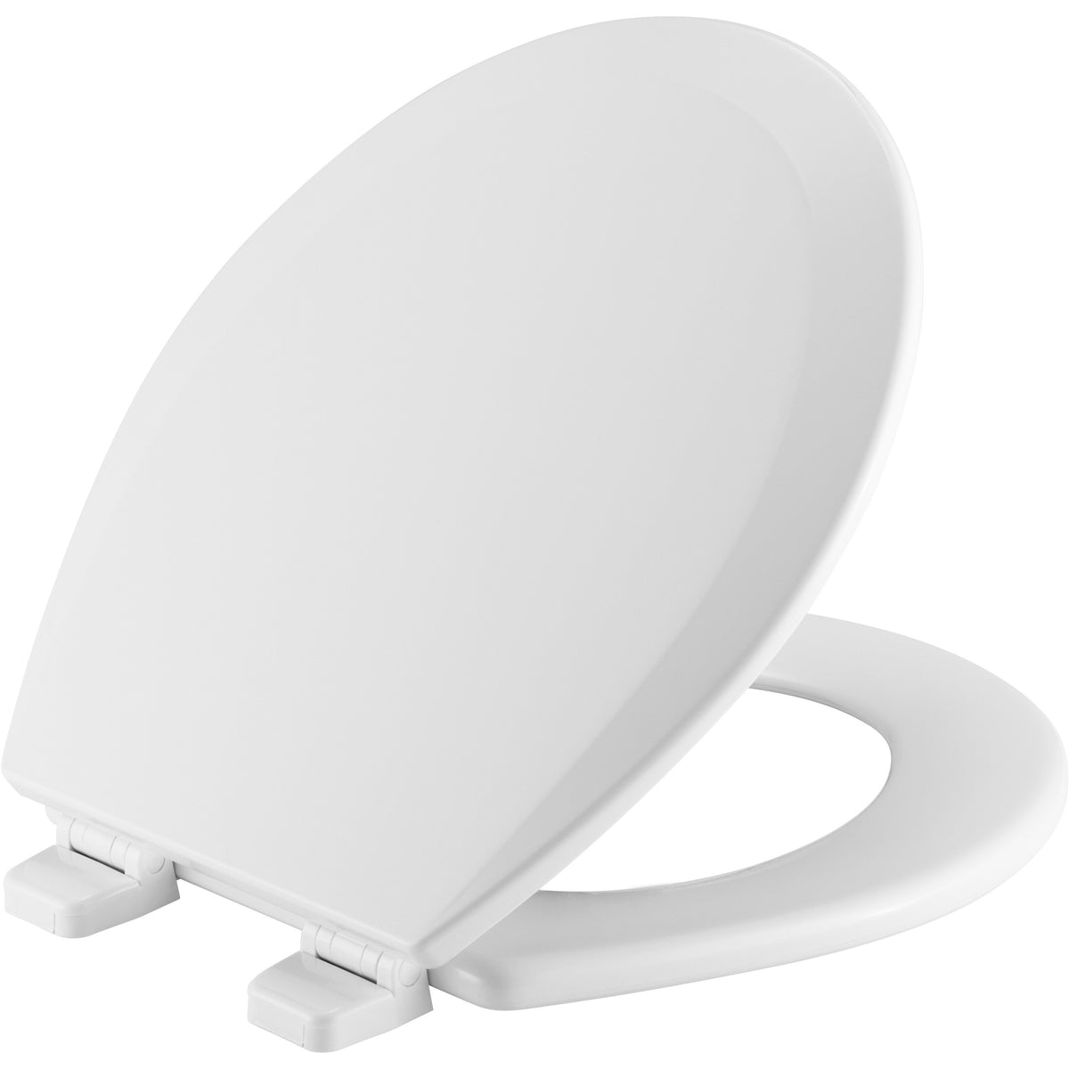 Bemis® 500TTT 000 Toilet Seat With Cover, Round Bowl, Closed Front, Wood, Enamel Coated/White, Adjustable Hinge