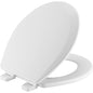 Bemis® 500TTT 000 Toilet Seat With Cover, Round Bowl, Closed Front, Wood, Enamel Coated/White, Adjustable Hinge