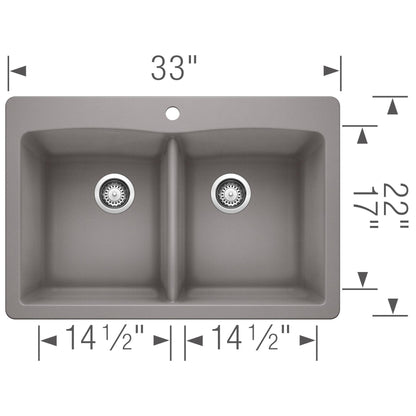 Diamond Equal Double Dual Mount Double Bowl - Kitchen Sink