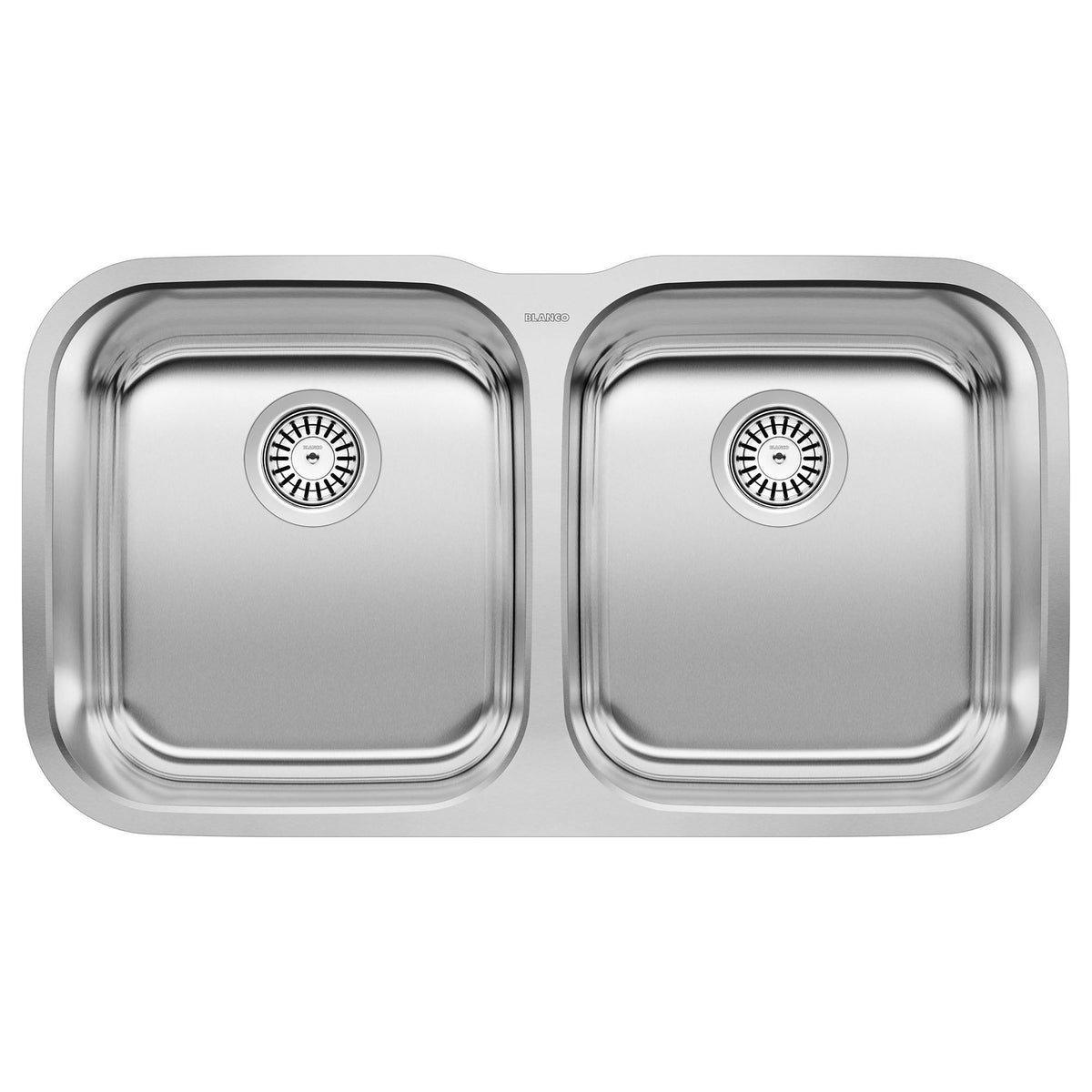 Blanco 441020 STELLAR™ Kitchen Sink, Refined Brushed, Rectangle Shape, 15 in Left, 15 in Right L x 16-1/2 in Left, 16-1/2 in Right W Bowl x 8 in Left, 8 in Right D Bowl, 33-3/8 in L x 18-1/2 in W, Undermount Mounting, 18 ga 304 Stainless Steel
