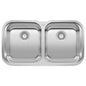 Blanco 441020 STELLAR™ Kitchen Sink, Refined Brushed, Rectangle Shape, 15 in Left, 15 in Right L x 16-1/2 in Left, 16-1/2 in Right W Bowl x 8 in Left, 8 in Right D Bowl, 33-3/8 in L x 18-1/2 in W, Undermount Mounting, 18 ga 304 Stainless Steel