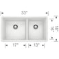 Blanco 441298 PRECIS™ SILGRANIT® II 1-3/4 Bowl Composite Sink, Biscotti, Rectangle Shape, 17 in Left, 13 in Right L x 16 in Left, 16 in Right W Bowl x 9-1/2 in Left, 9-1/2 in Right D Bowl, 33 in L x 18 in W, Undermount Mounting, Granite