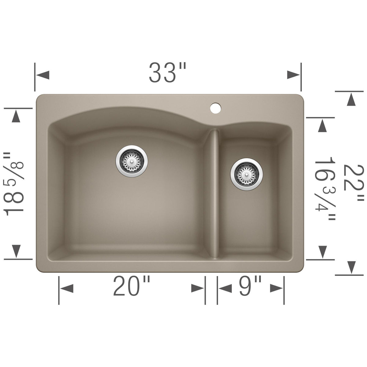 Diamond 1-1/2 Dual Mount Double Bowl - Kitchen Sink