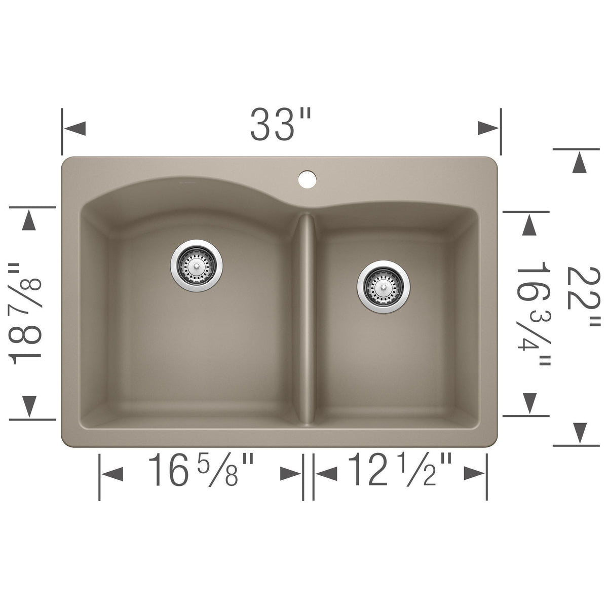 Diamond 1-3/4 Dual Mount Double Bowl - Kitchen Sink