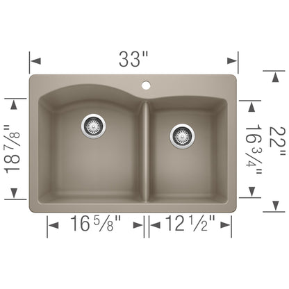 Diamond 1-3/4 Dual Mount Double Bowl - Kitchen Sink